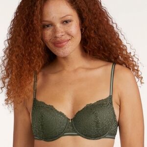 💕 EUC ThirdLove Artisan Lace Balconette Adjustable Convertible Bra, Green, 38D